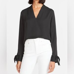 Express Navy V Neck Blouse - Size Med